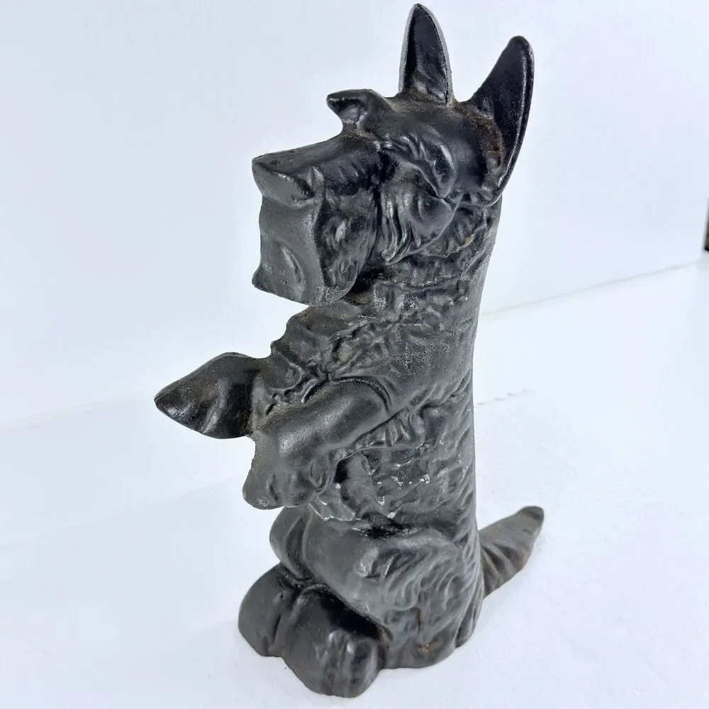 Vintage Cast Iron Scottie Dog Doorstop Begging Scottish Terrier Black 15